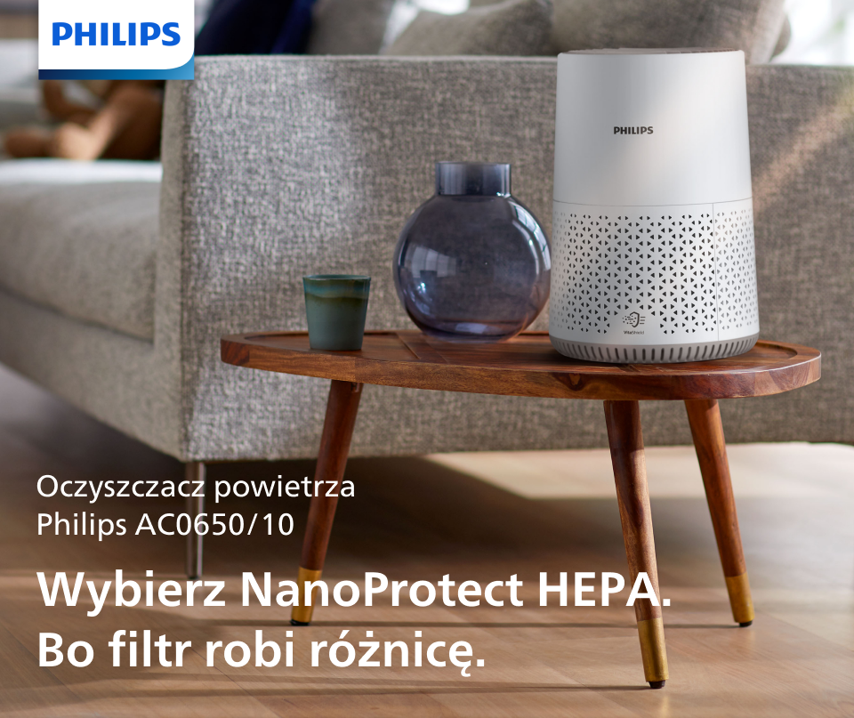 Dostępny w ofercie Neonet kompaktowy oczyszczacz powietrza Philips AC0650/10 – czyste powietrze w zasięgu ręki