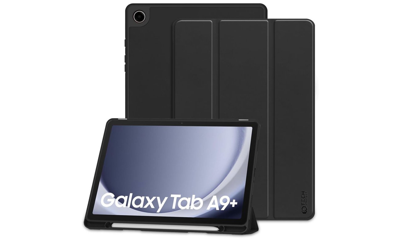 Etui Tech-Protect SmartCase Pen do Samsung Galaxy Tab A9+ Czarne - Widok ogólny