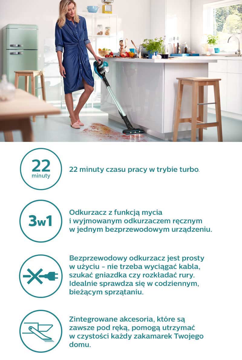 Philips Dokładne porządki. Odkurzacz z funkcją mycia