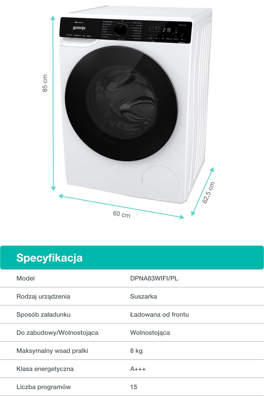 Gorenje washing machine WPNA84A2TSWIFI-PL