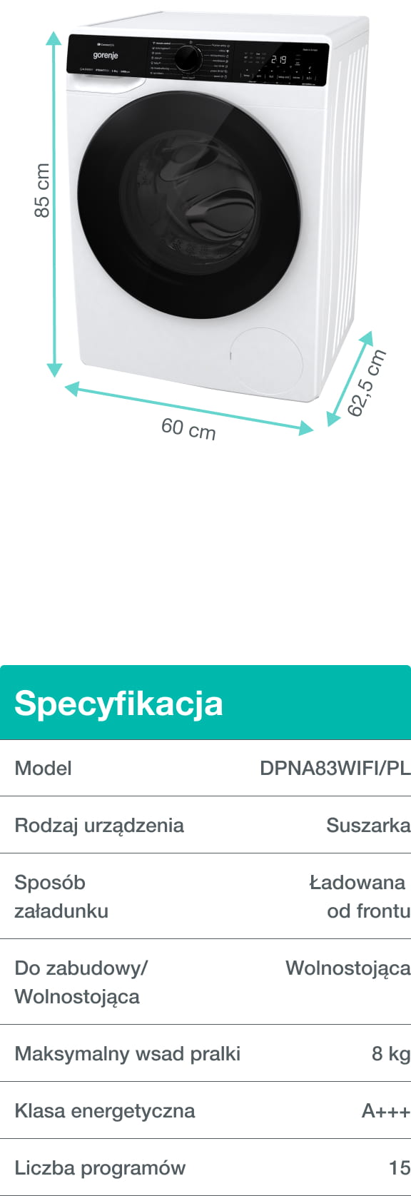 Gorenje washing machine WPNA84A2TSWIFI-PL