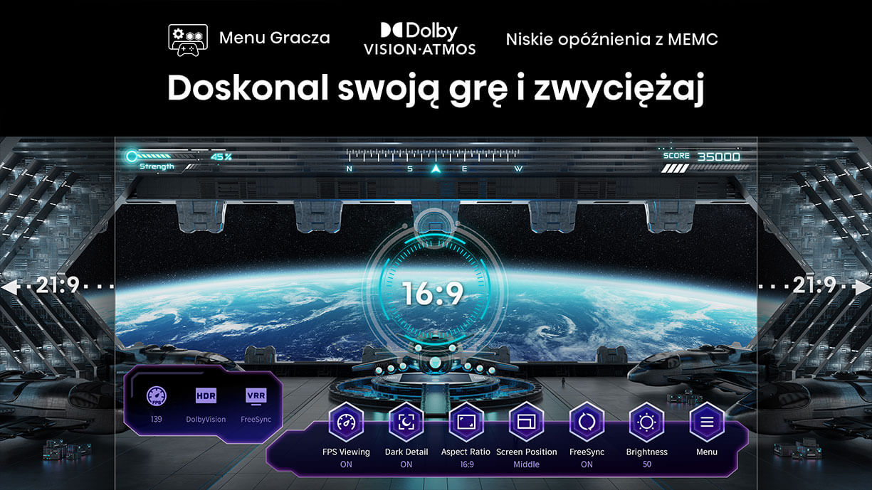 Menu Gracza - Dolby Vision•Atmos - Niskie opóźnienia z MEMC - Doskonal swoją grę i zwyciężaj