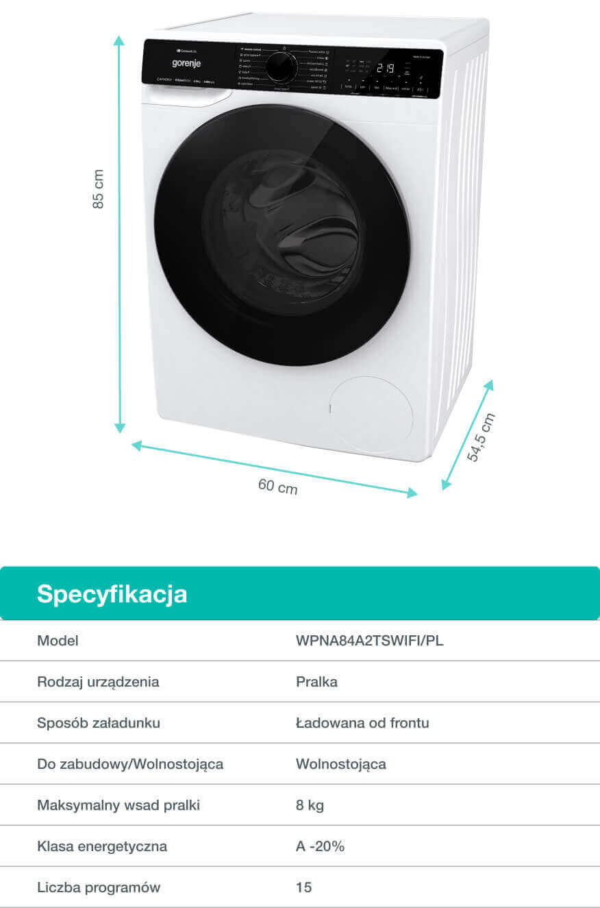 Gorenje washing machine WPNA84A2TSWIFI-PL