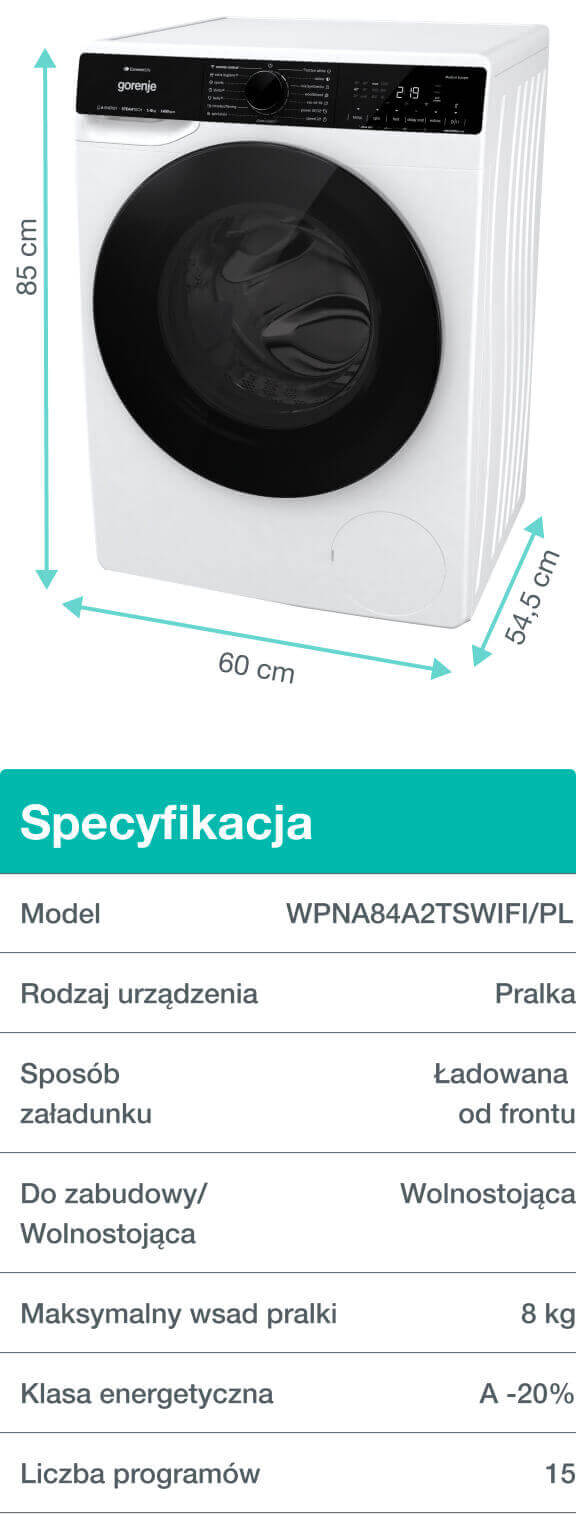 Gorenje washing machine WPNA84A2TSWIFI-PL