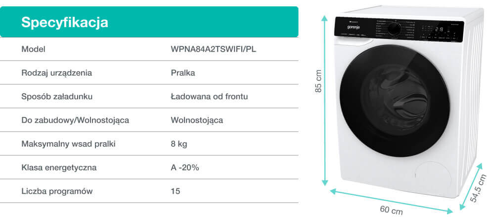 Gorenje washing machine WPNA84A2TSWIFI-PL