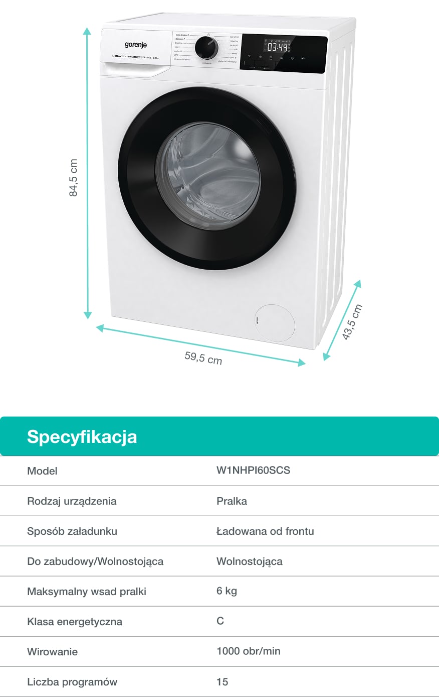 GORENJE LAUNDRY W1NHPI60SCS-PL