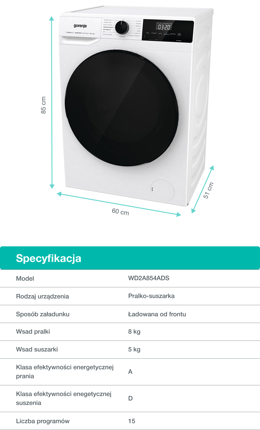 GORENJE LAUNDRY WD2A854ADS-PL