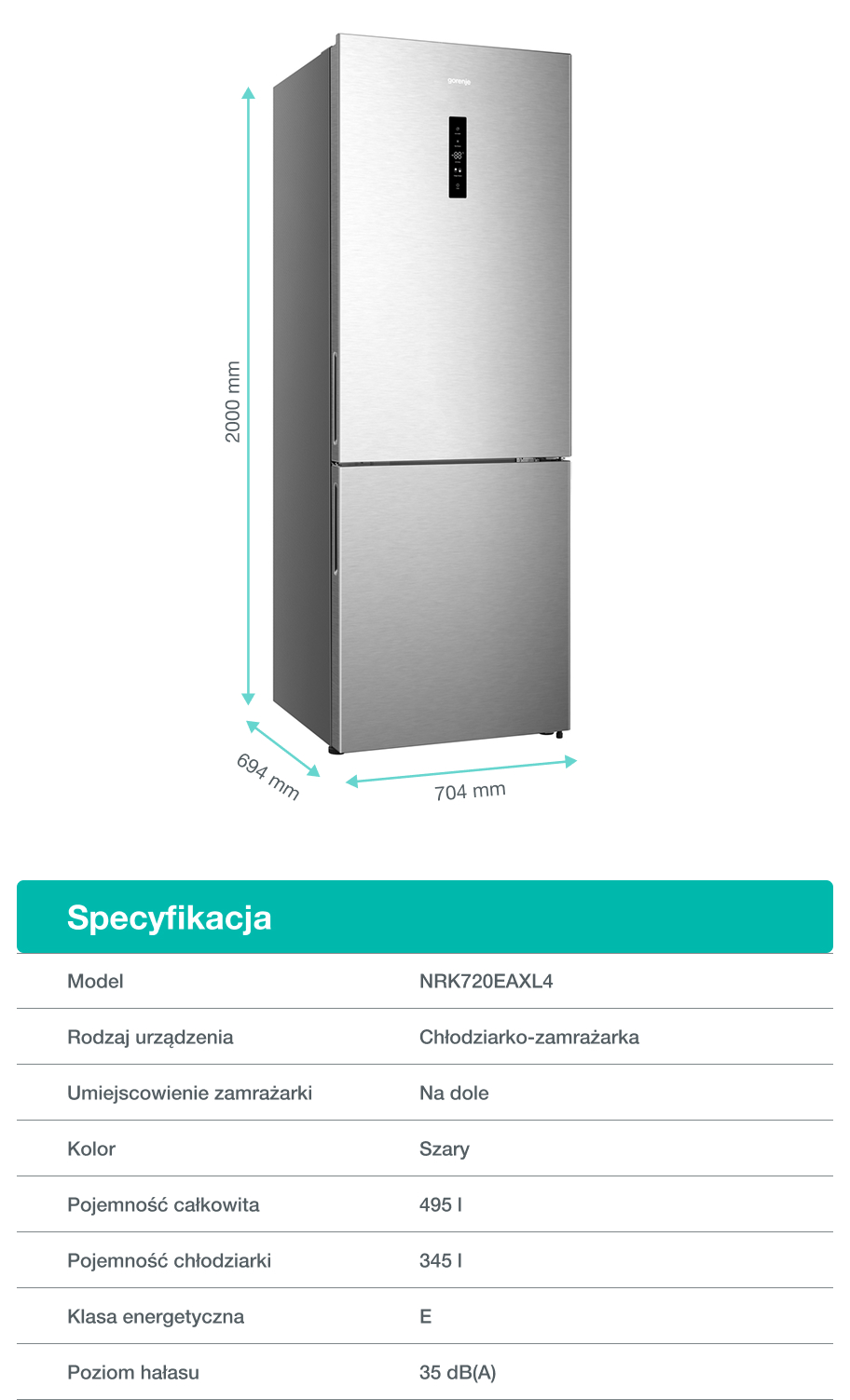 Gorenje fridge NRK720EAXL4
