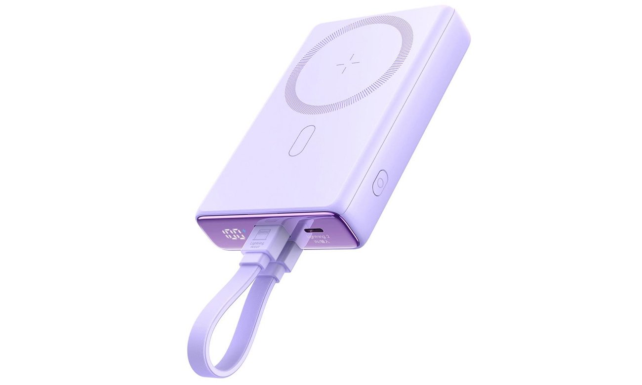 Powerbank magnetyczny JoyRoom 10000mAh 20W z podstawką fioletowy