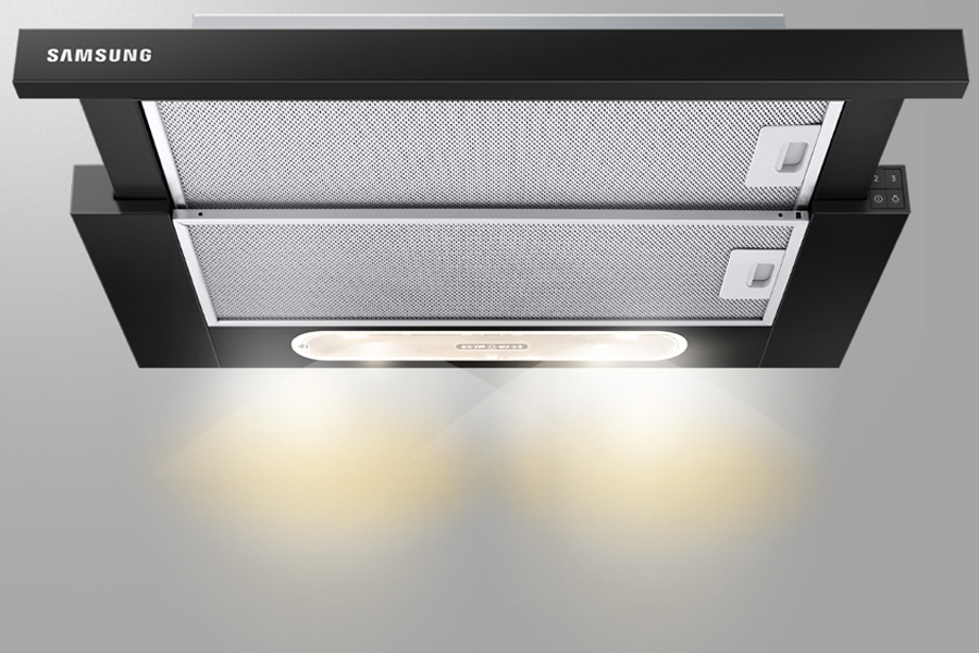 Okap teleskopowy Samsung NK24M1030IB posiada oświetlenie LED