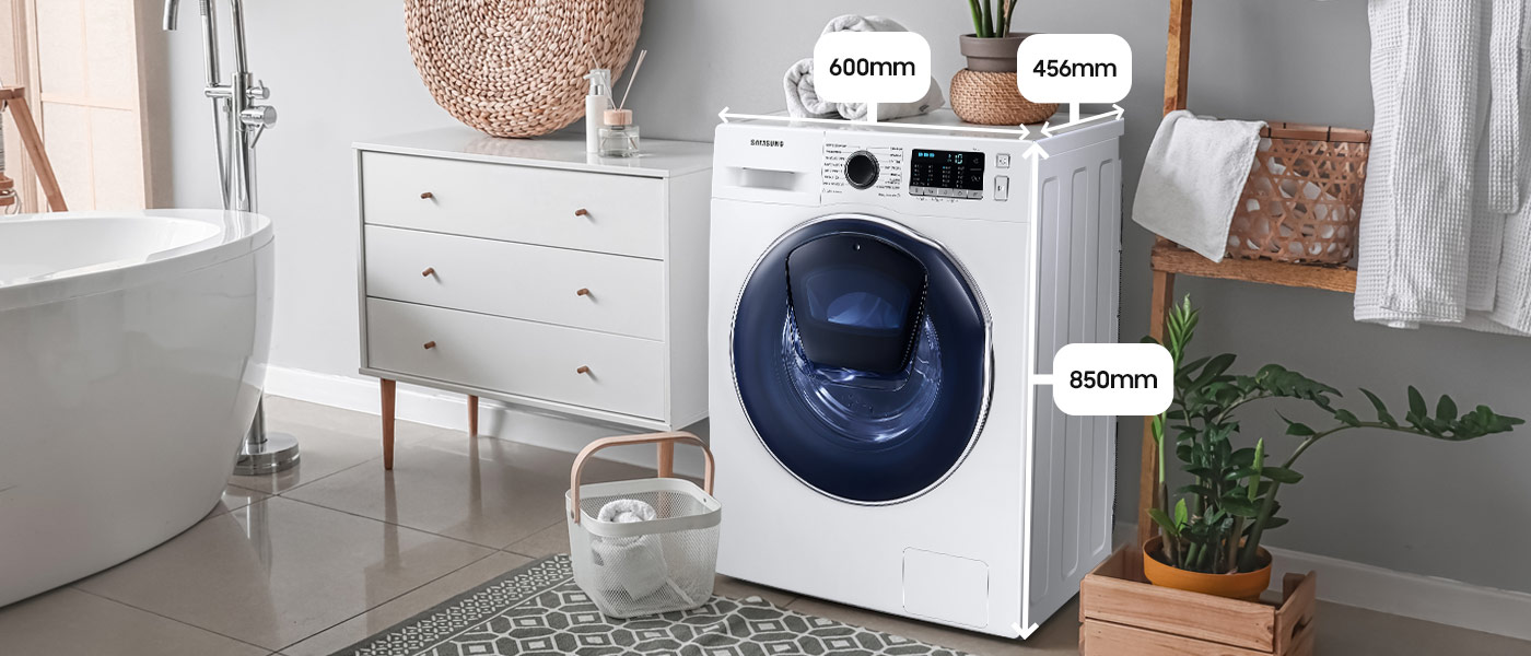 Wymiary pralko-suszarki Samsung WD8NK52E0ZW - wysokość, szerokość i głębokość