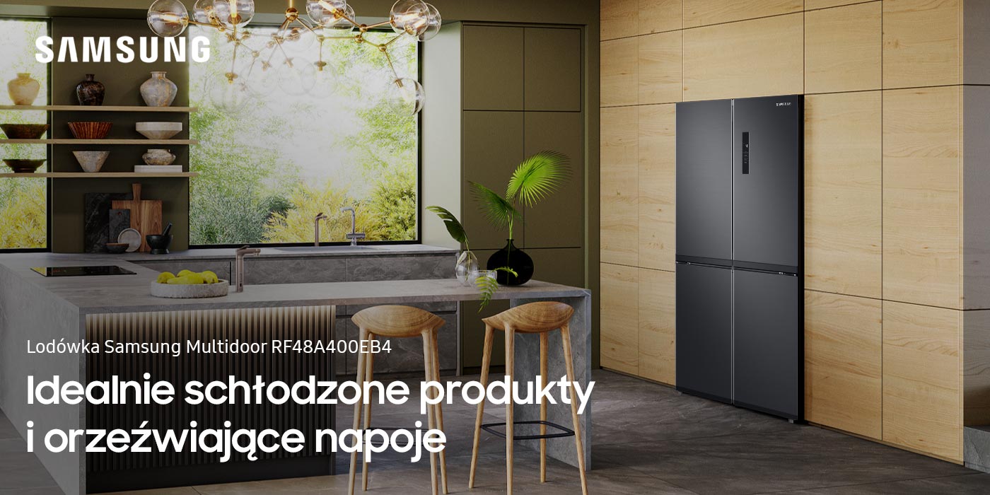 Nowoczesność i funkcjonalność to cechy lodówki Multidoor Samsung RF48A400EB4 z oferty sklepów Neonet 