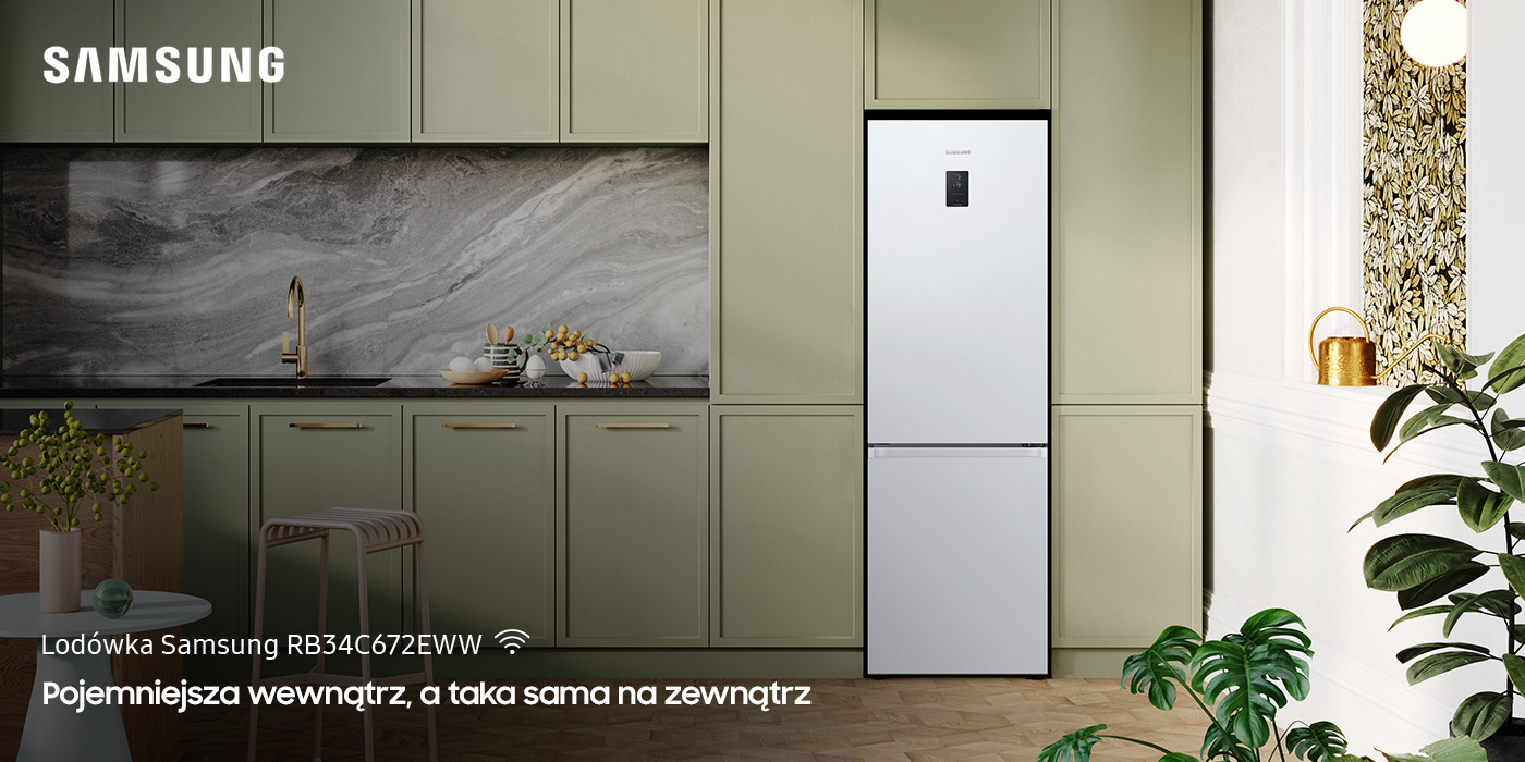 Biała lodówka z dolnym zamrażalnikiem Samsung RB34C672EWW