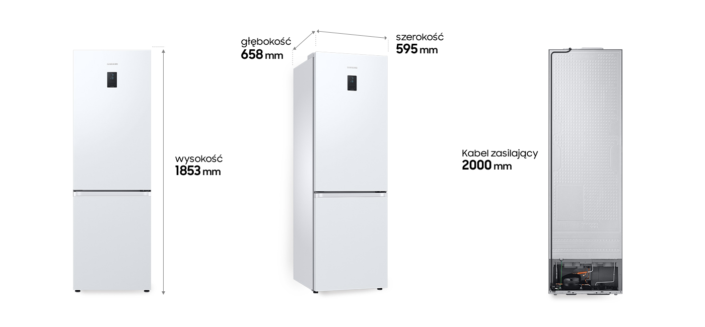 Wymiary chłodziarko-zamrażarki Samsung RB34C672EWW