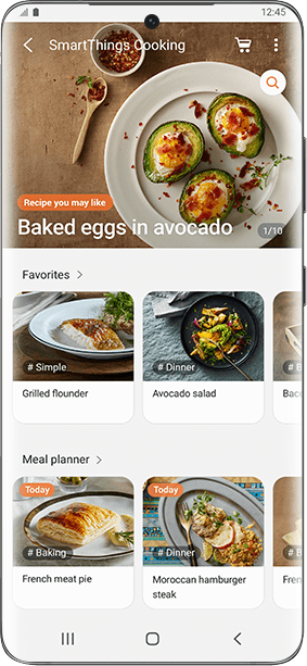 Grafika przedstawia zrzut ekranu z widokiem listy przepisów w aplikacji SmartThings
