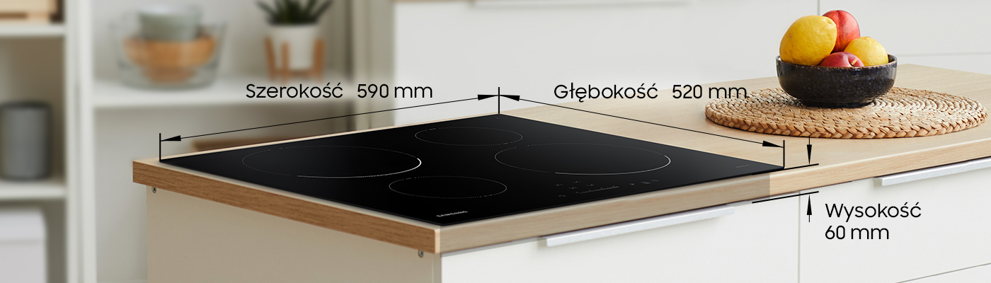 Wymiary płyty indukcyjnej Samsung NZ64T3707AK. Produkt dostępny w sklepach Neonet.
