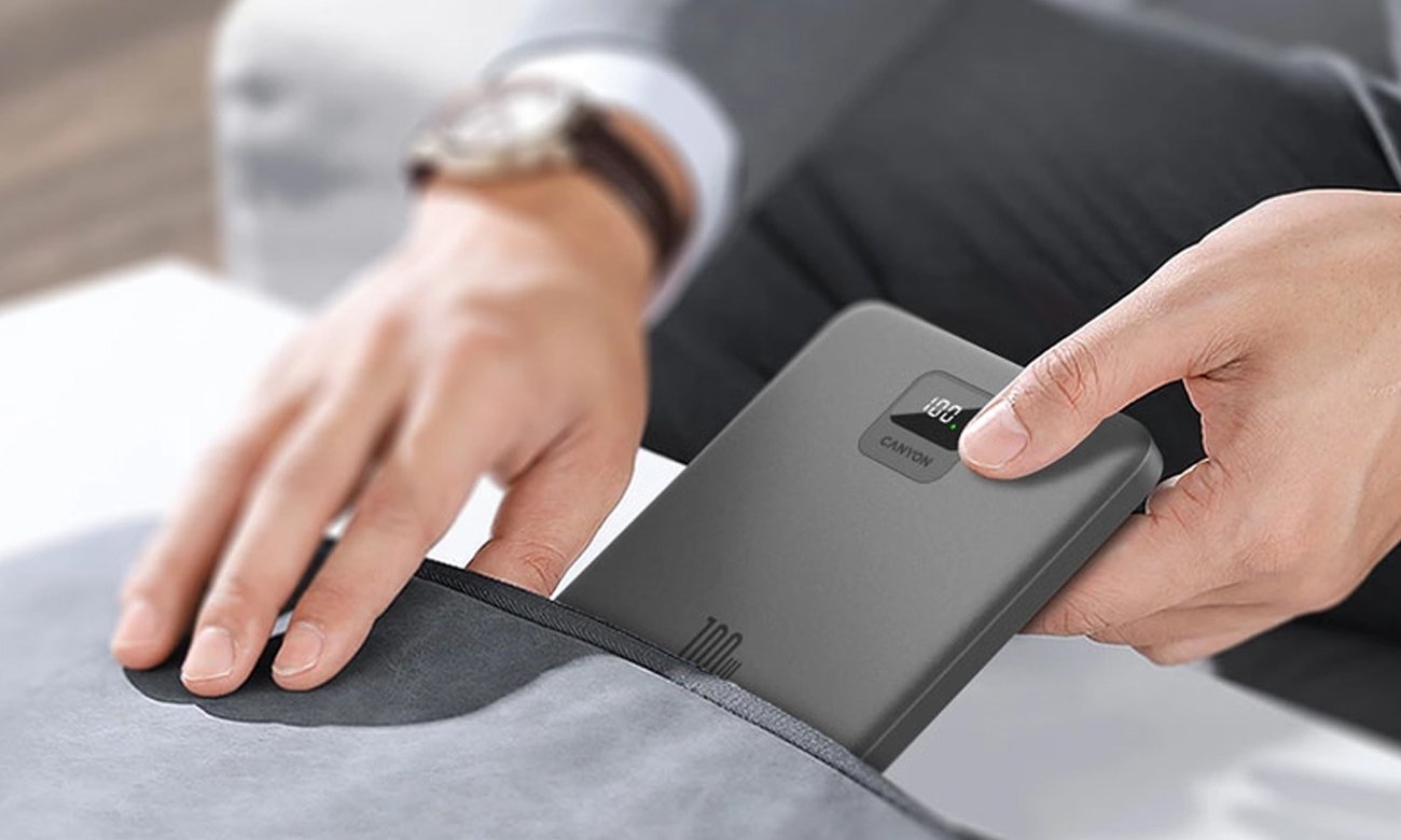 CANYON PB-2008 LED 20000 mAh PD100W QC3.0 Ciemnoszary