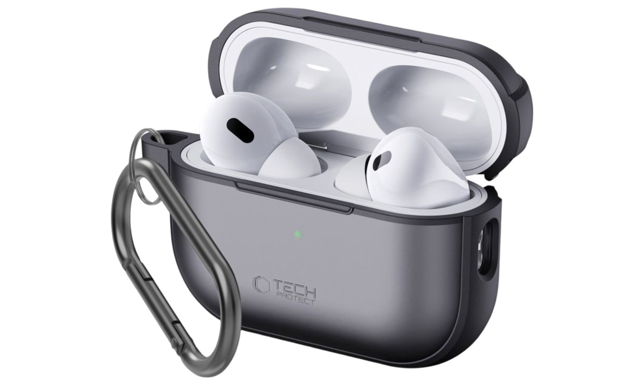 Etui Tech-Protect Magmat do Apple AirPods Pro (1.|2. gen.) Matte Black - Widok od przodu pod kątem
