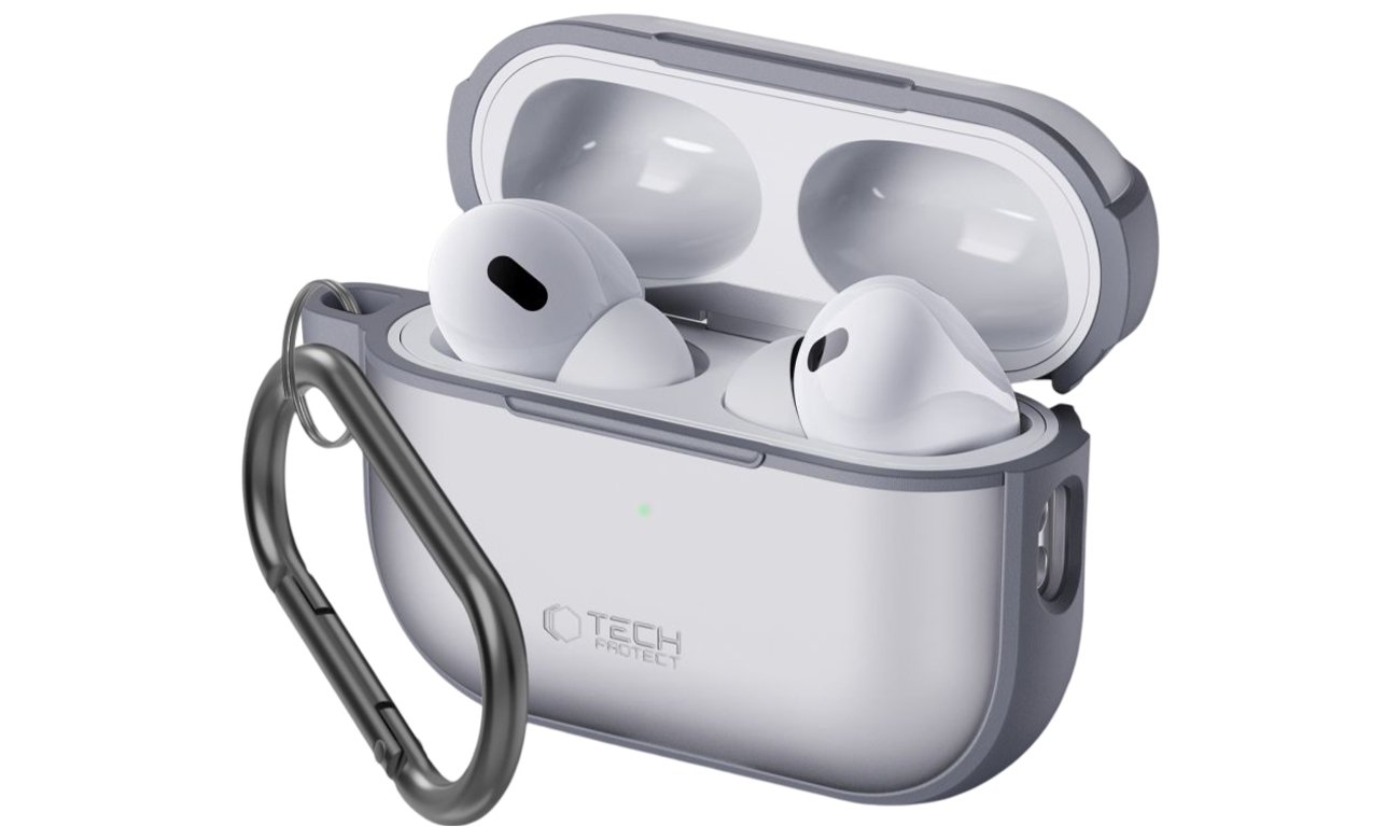 Etui Tech-Protect Magmat do Apple AirPods Pro (1.|2. gen.) Matte Grey - Widok od przodu pod kątem