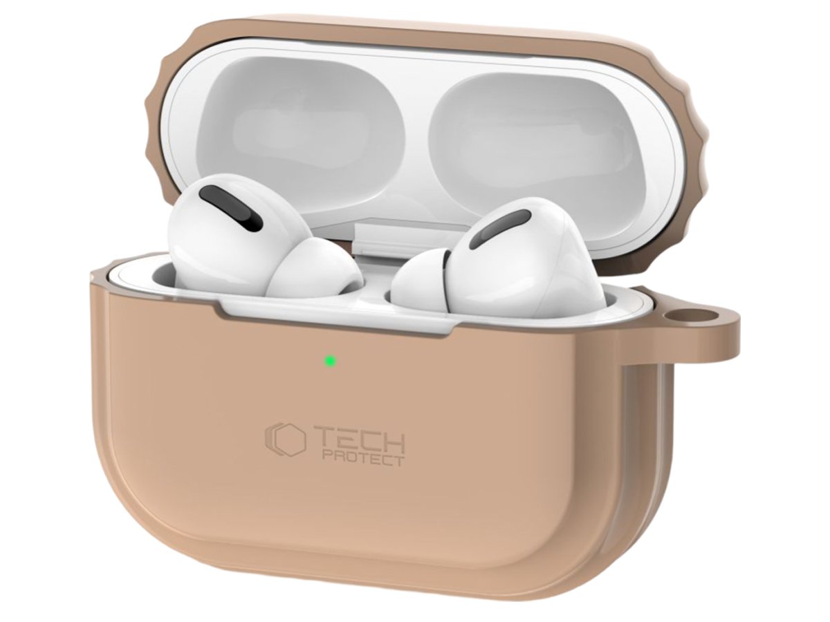 Etui Tech-Protect Silicone Rope do Apple AirPods Pro (1.|2. gen.) Cafe Latte - Widok od przodu pod kątem