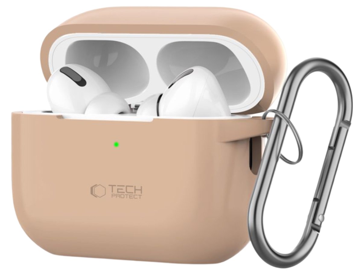 Etui Tech-Protect Silicone Hook do Apple AirPods Pro (1.|2. gen.) Cafe Latte - Widok od przodu pod kątem
