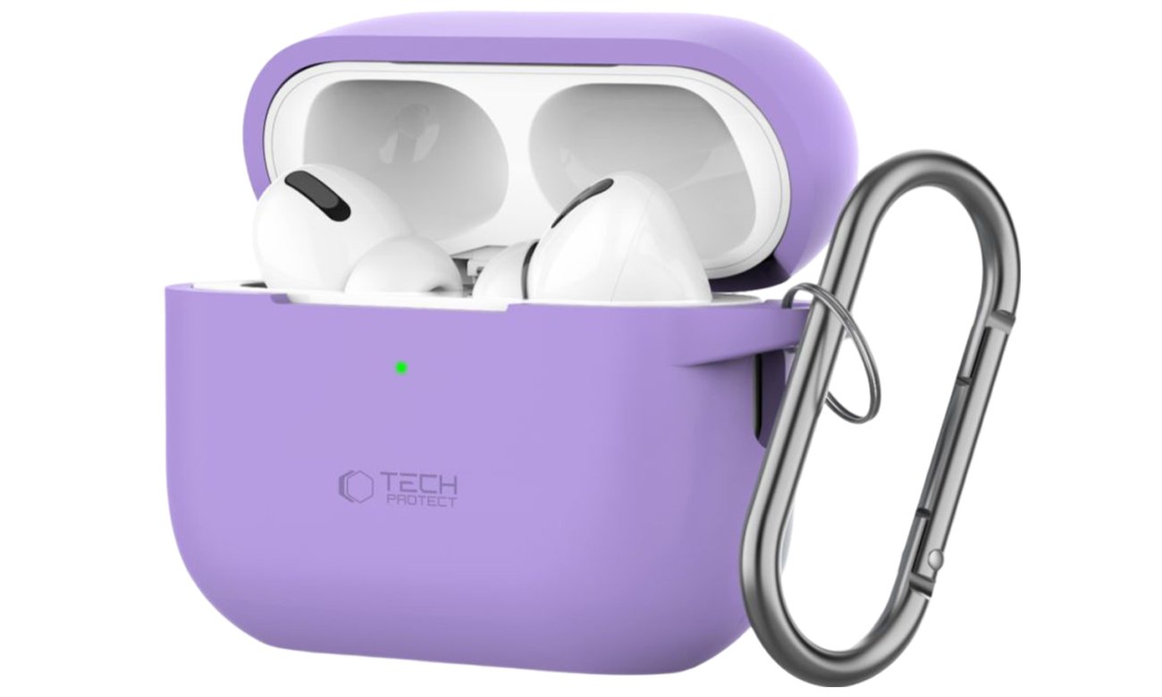 Etui Tech-Protect Silicone Hook do Apple AirPods Pro (1.|2. gen.) Lavender - Widok od przodu pod kątem