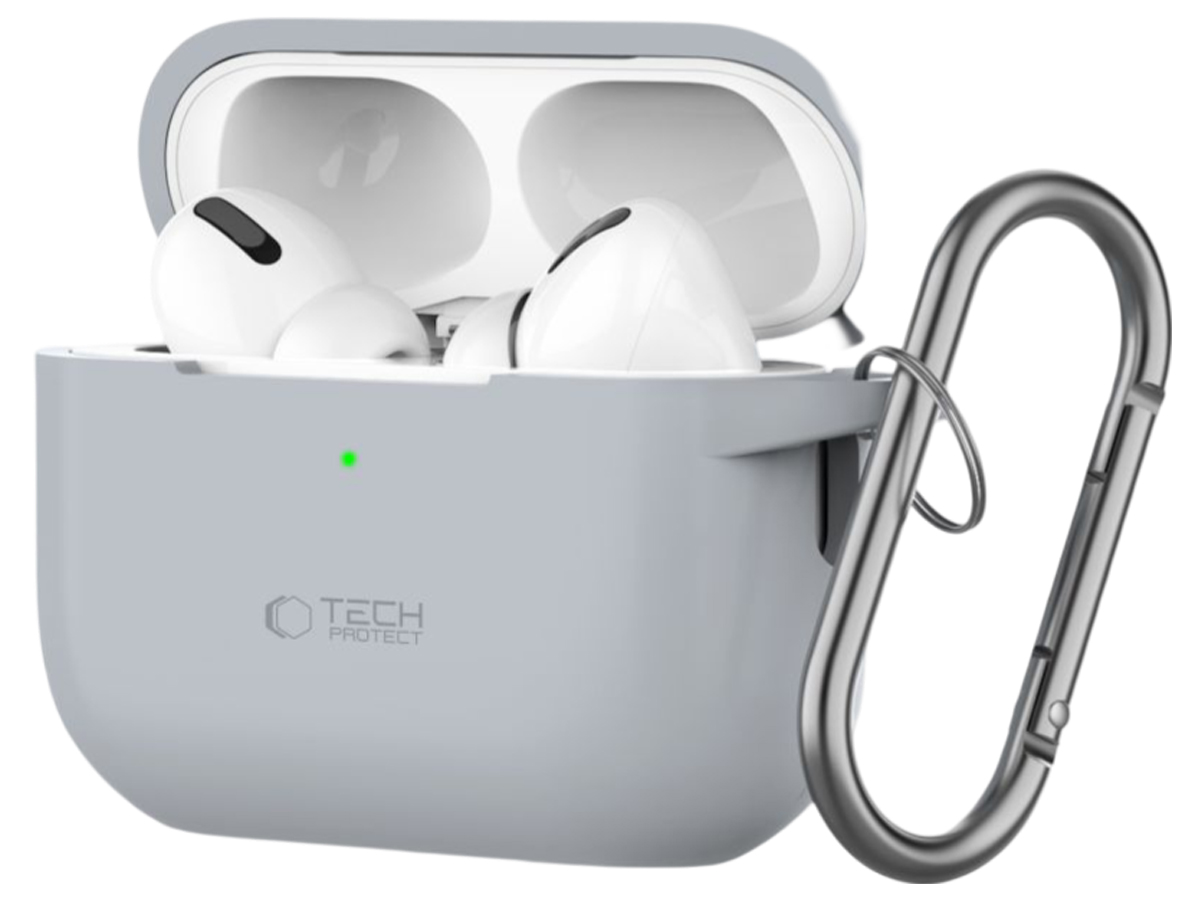 Etui Tech-Protect Silicone Hook do Apple AirPods Pro (1.|2. gen.) Crayon Grey - Widok od przodu pod kątem