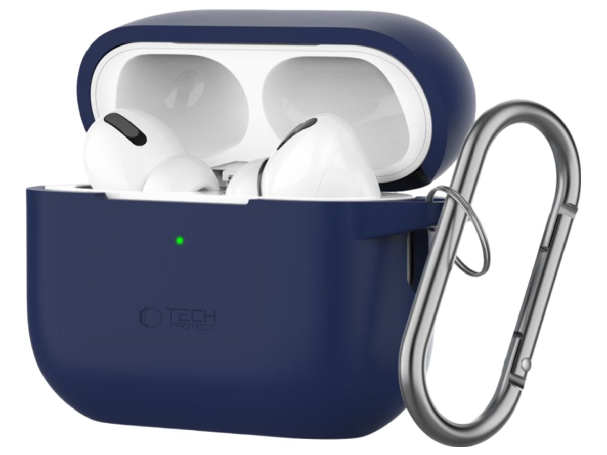 Etui Tech-Protect Silicone Hook do Apple AirPods Pro (1.|2. gen.) Navy Blue - Widok od przodu pod kątem