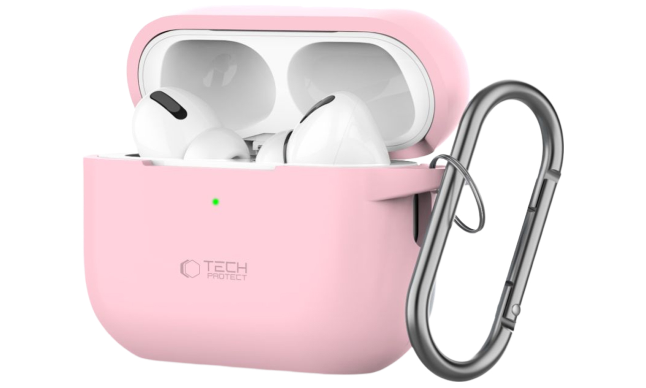 Etui Tech-Protect Silicone Hook do Apple AirPods Pro (1.|2. gen.) Dusty Pink - Widok od przodu pod kątem