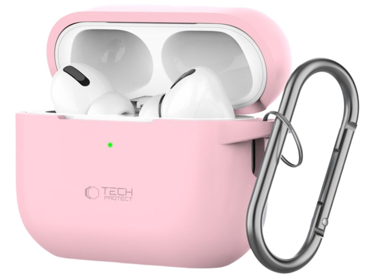 Etui Tech-Protect Silicone Hook do Apple AirPods Pro (1.|2. gen.) Dusty Pink - Widok od przodu pod kątem