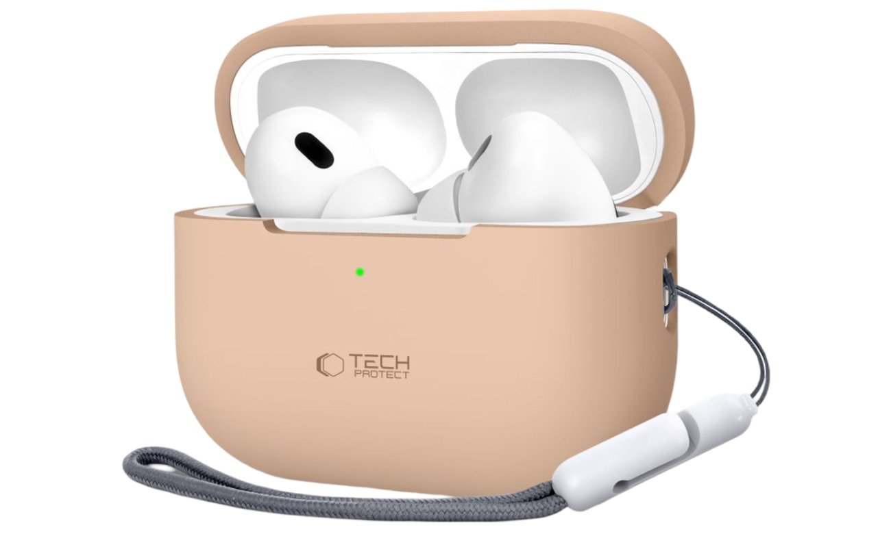 Etui Tech-Protect Silicone do Apple AirPods Pro (1.|2. gen.) Cafe Latte - Widok od przodu pod kątem