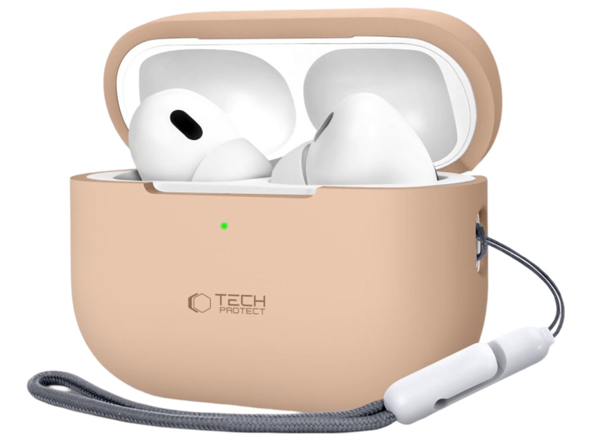 Etui Tech-Protect Silicone do Apple AirPods Pro (1.|2. gen.) Cafe Latte - Widok od przodu pod kątem