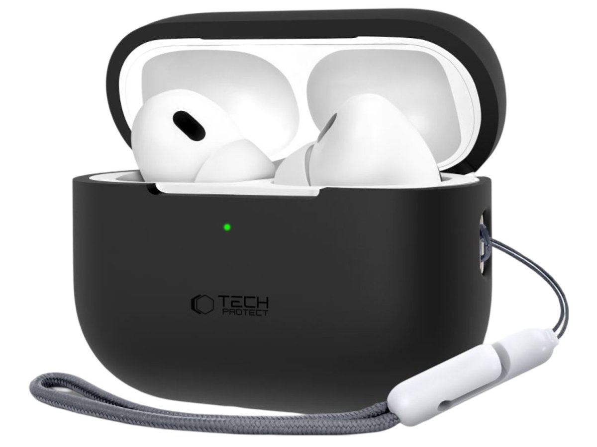Etui Tech-Protect Silicone do Apple AirPods Pro (1.|2. gen.) Black - Widok od przodu pod kątem