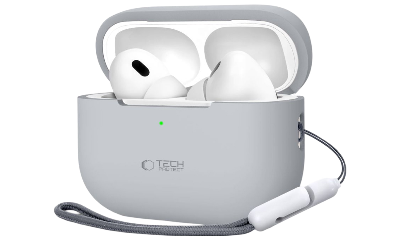 Etui Tech-Protect Silicone do Apple AirPods Pro (1.|2. gen.) Crayon Grey - Widok od przodu pod kątem