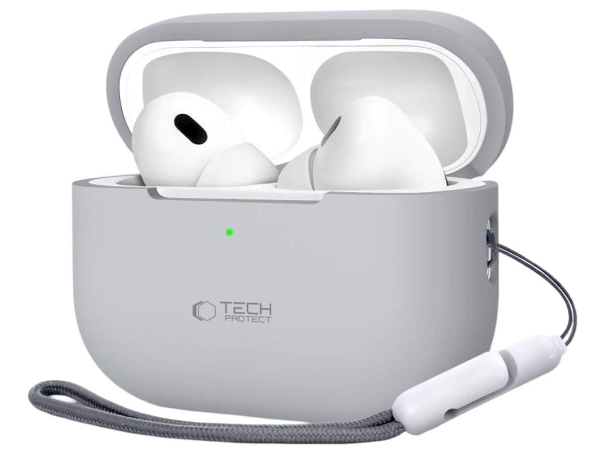 Etui Tech-Protect Silicone do Apple AirPods Pro (1.|2. gen.) Crayon Grey - Widok od przodu pod kątem