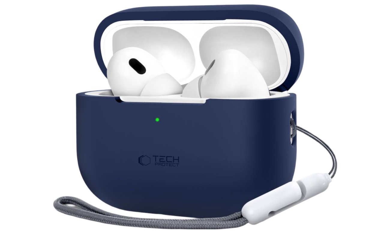 Etui Tech-Protect Silicone do Apple AirPods Pro (1.|2. gen.) Navy Blue - Widok od przodu pod kątem