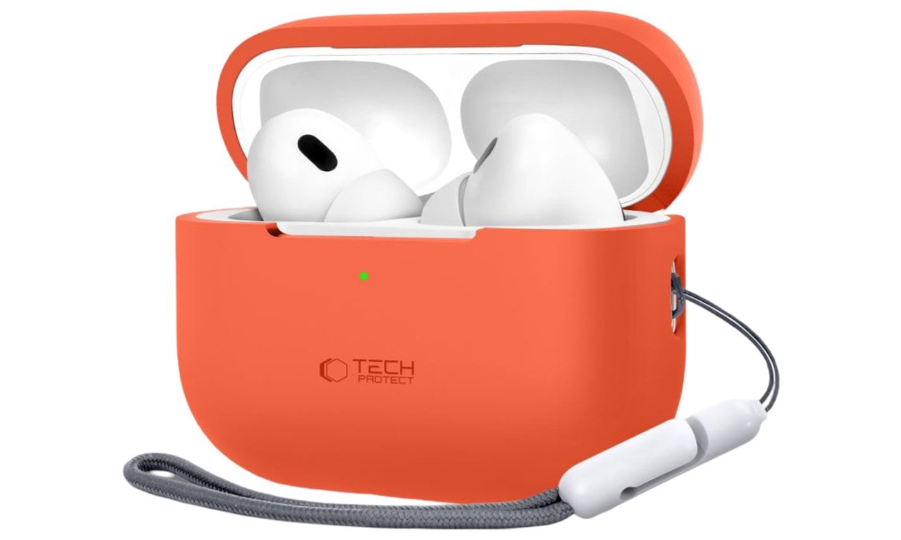 Etui Tech-Protect Silicone do Apple AirPods Pro (1.|2. gen.) Neon Orange - Widok od przodu pod kątem