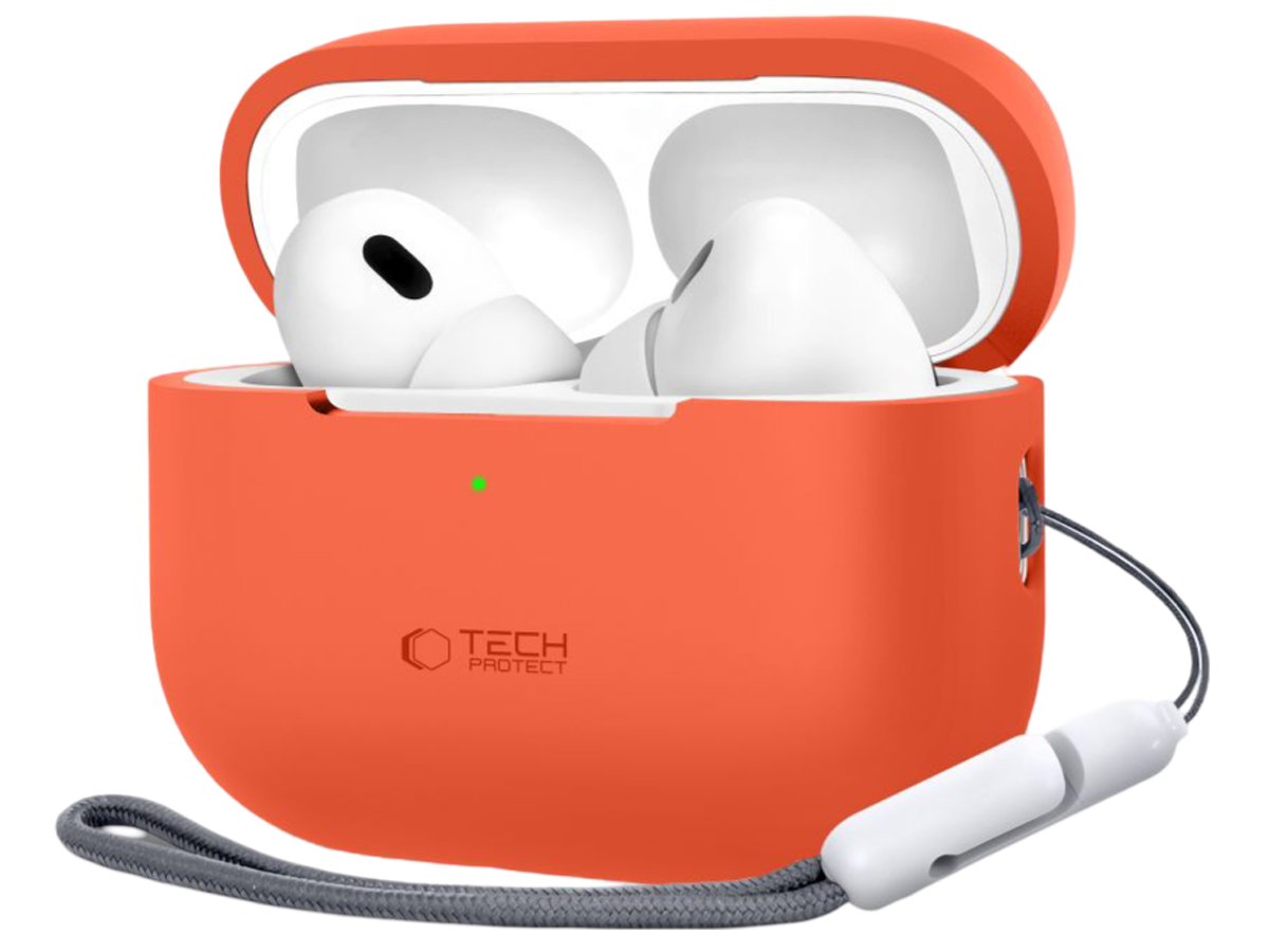 Etui Tech-Protect Silicone do Apple AirPods Pro (1.|2. gen.) Neon Orange - Widok od przodu pod kątem