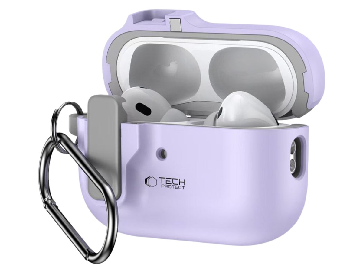 Etui Tech-Protect Slim Hook do Apple AirPods Pro (1.|2. gen.) Lavender - Widok od przodu pod kątem
