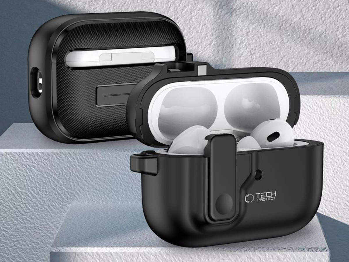 Etui Tech-Protect Slim Hook do Apple AirPods Pro (1.|2. gen.) Black - Grafika lifestyle