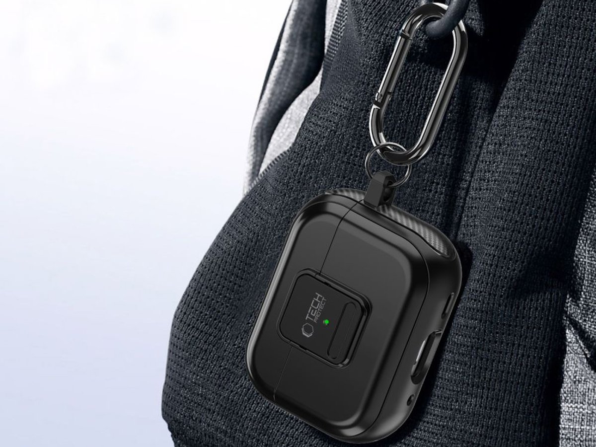 Etui Tech-Protect Defender Hook do Apple AirPods Pro (1.|2. gen.) Black - Praktyczny karabińczyk