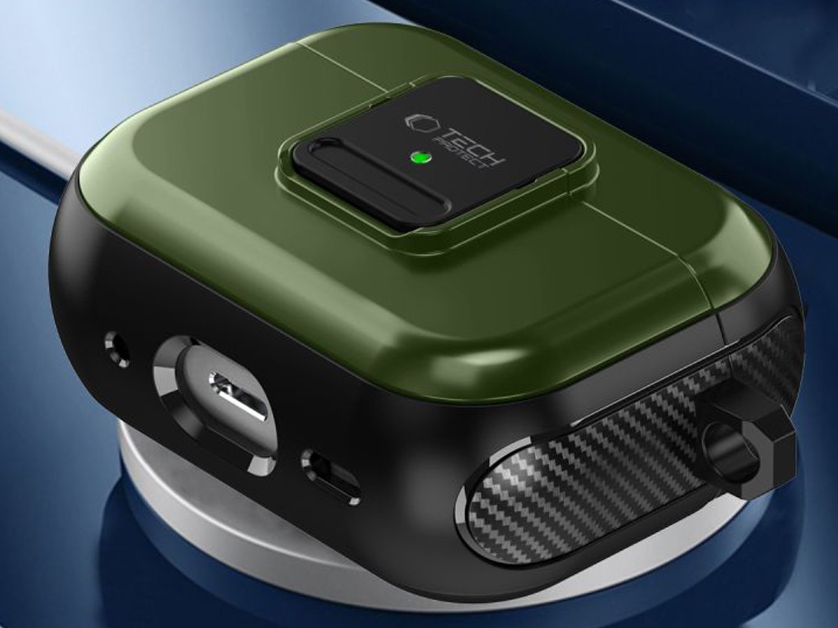Etui Tech-Protect Defender Hook do Apple AirPods Pro (1.|2. gen.) Olive Green - Grafika lifestyle
