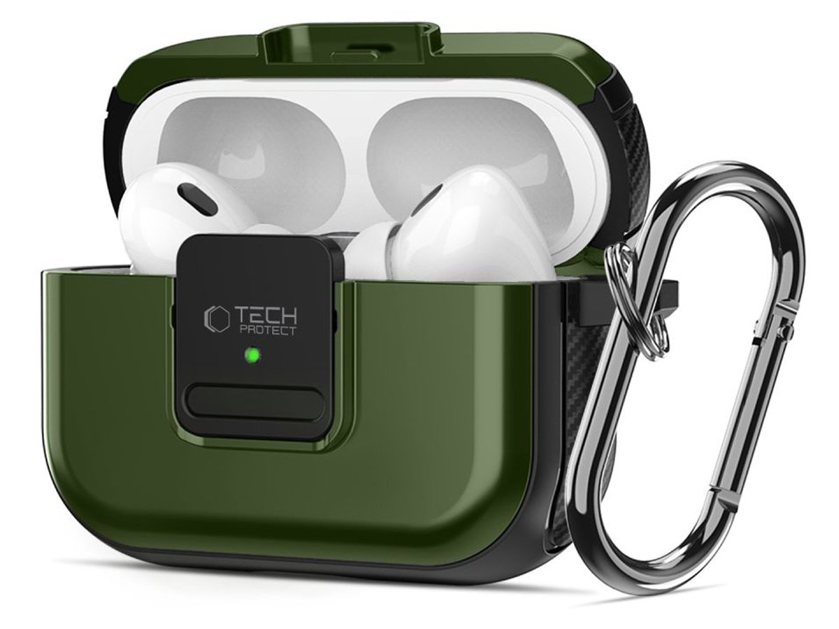 Etui Tech-Protect Defender Hook do Apple AirPods Pro (1.|2. gen.) Olive Green - Widok ogólny