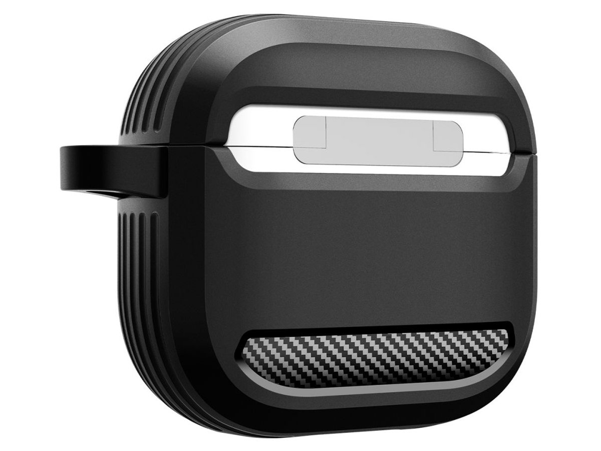 Etui Spigen Rugged Armor do Apple AirPods 4. generacji Black - Widok od tyłu pod kątem