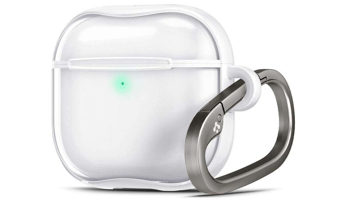 Etui Spigen Ultra Hybrid do Apple AirPods 4. generacji Jet White - Widok od przodu pod kątem