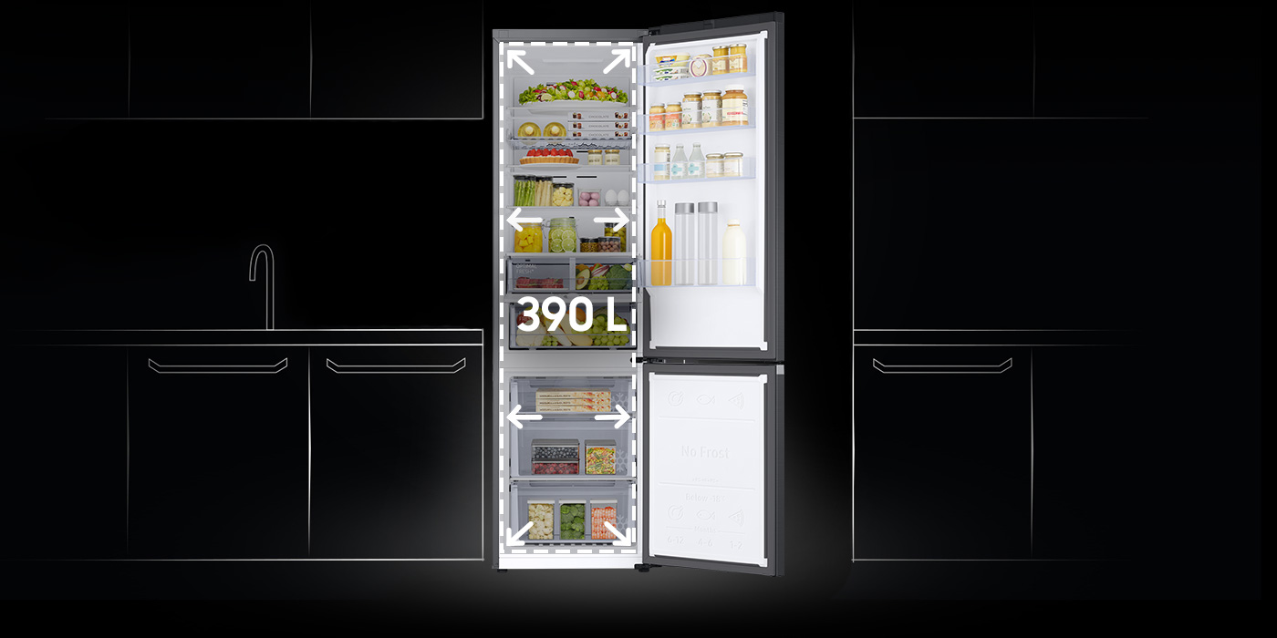 Lodówka Samsung Grand+ ma 390 litrów pojemności dzięki technologii SpaceMax