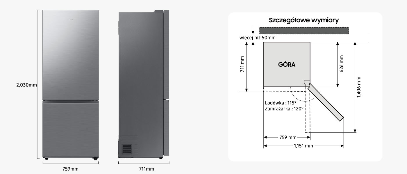 Wymiary lodówki Combi MAX RB53DG703DS9