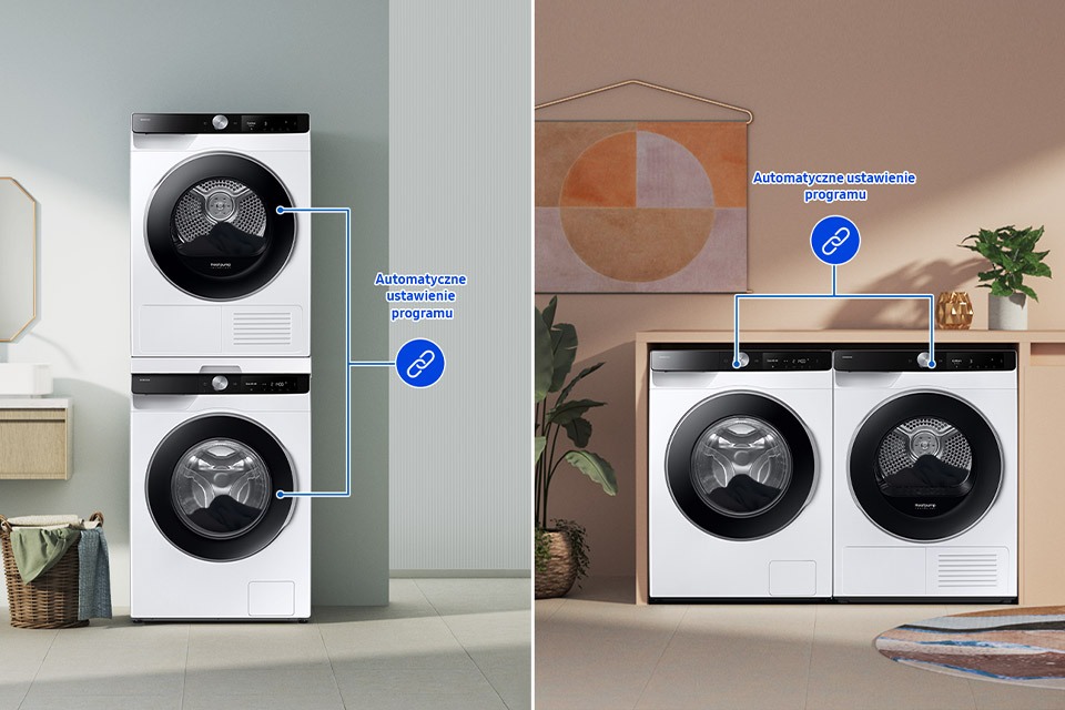 połącz pralkę Samsung ww90dg6u25lku4 z kompatybilną suszarką Samsung