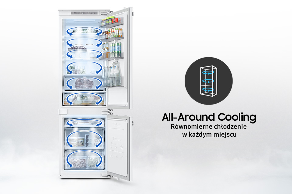 All Around Cooling rozprowadza chłodne powietrze po całym wnętrzu lodówki