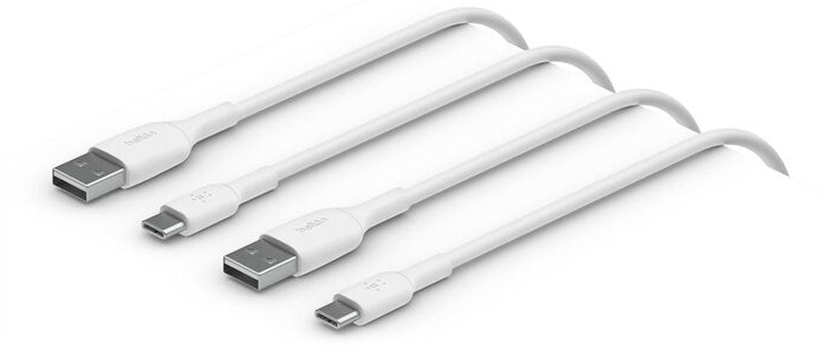 Belkin Kable USB-A na USB-C, 2m, biały, zestaw 2 szt.
